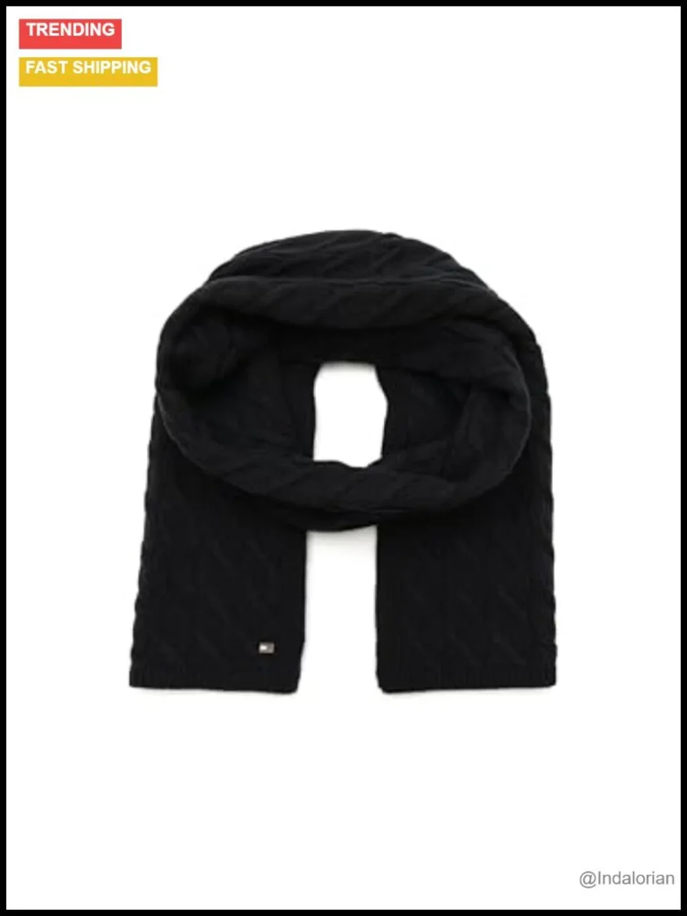 Wide Cable Knit Acrylic Blend Scarf for Cold Weather